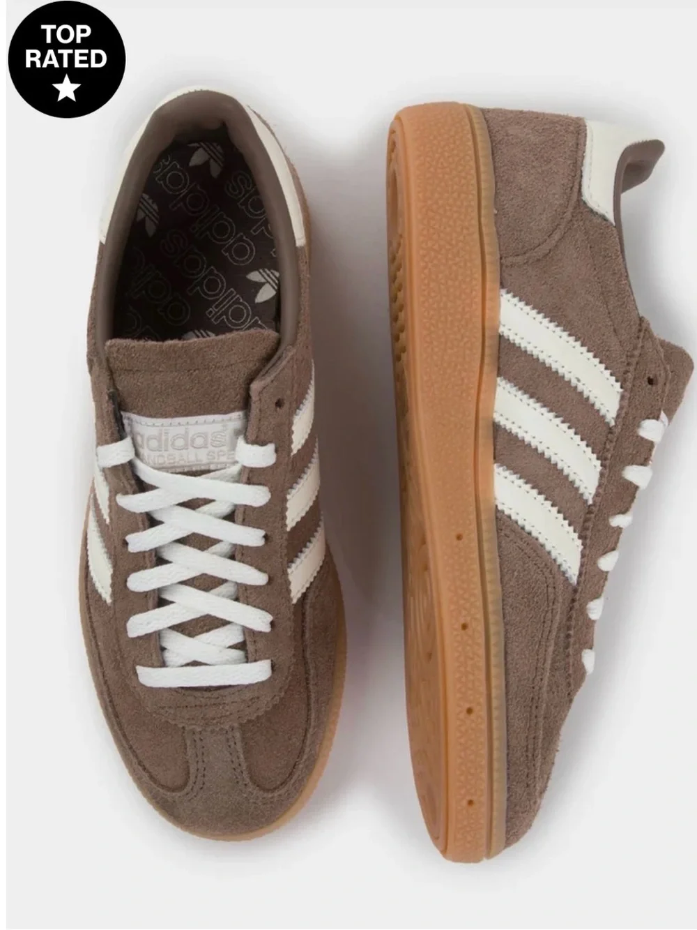 adidas handball Spezial Suede Sneaker in Brown and White with Gum Sole - Picture 4 of 5
